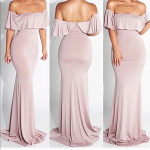 Long stretchy mauve dress